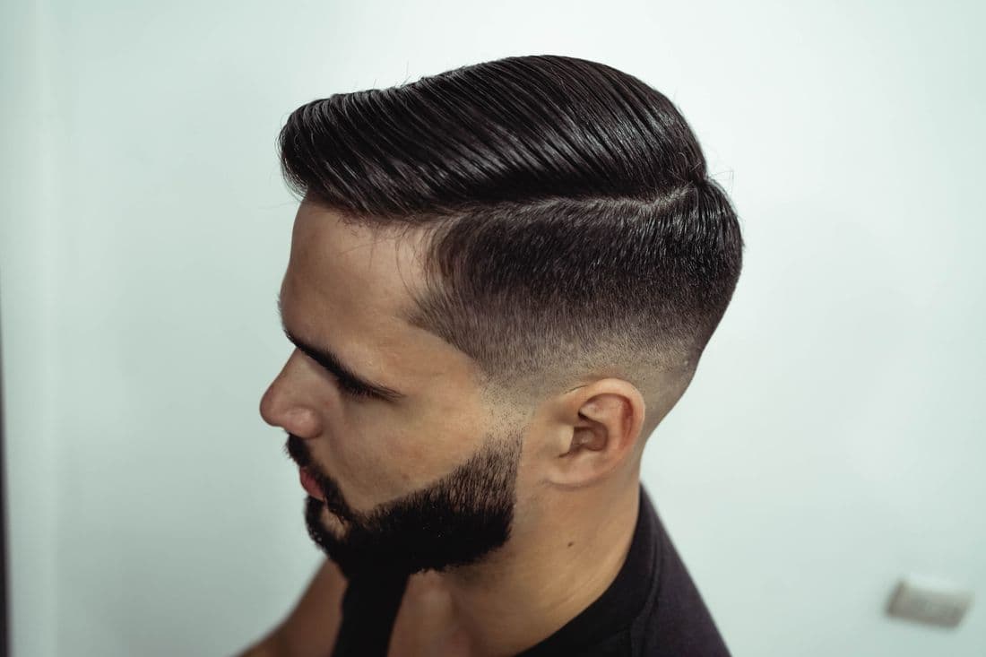 Classic side-part pompadour